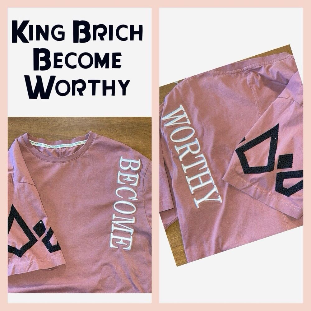 King Brich T shirts Men XL Coral Self Control Thick Embroidery Become Worthy